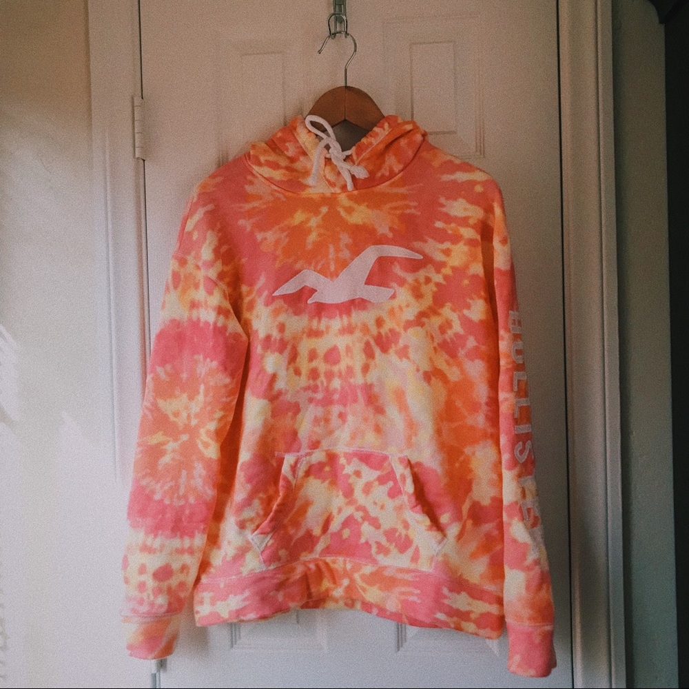 Hollister Pink/Orange tie-dye Sweater